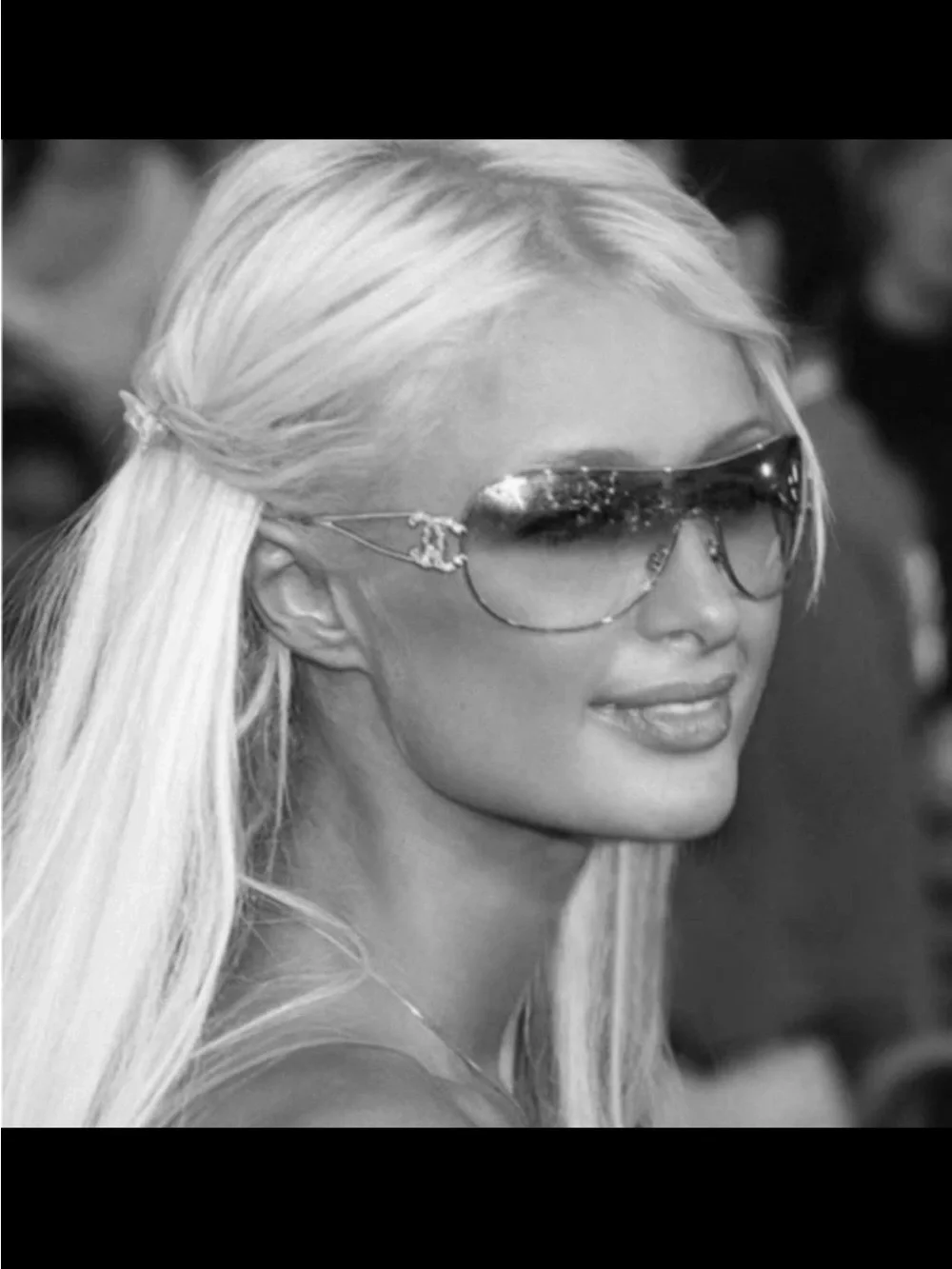 Vintage Y2K Chanel Logo Swarovski Crystal Rhinestone Sunglasses